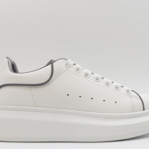 ALEXANDER MCQUEEN LEATHER PLATFORM TRAINERS SNEAKERS GRAY-WHITE REPLICA