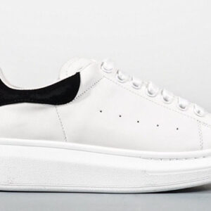 ALEXANDER MCQUEEN SUEDE-TRIMMED LEATHER EXAGGERATED-SOLE SNEAKERS-BLACK REPLICA