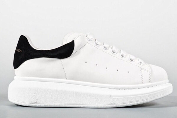ALEXANDER MCQUEEN SUEDE-TRIMMED LEATHER EXAGGERATED-SOLE SNEAKERS-BLACK REPLICA