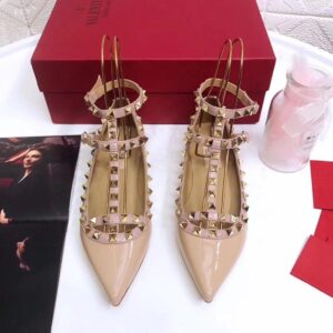 VALENTINO PATENT ROCKSTUD CAGED BALLET FLAT