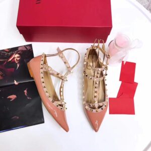 VALENTINO PATENT ROCKSTUD CAGED BALLET FLAT