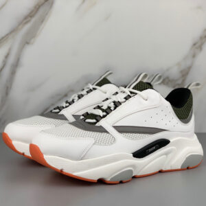 Dior “B22” Sneaker in Grey Technical Knit and White, White Calfskin