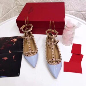 VALENTINO PATENT ROCKSTUD CAGED BALLET FLAT