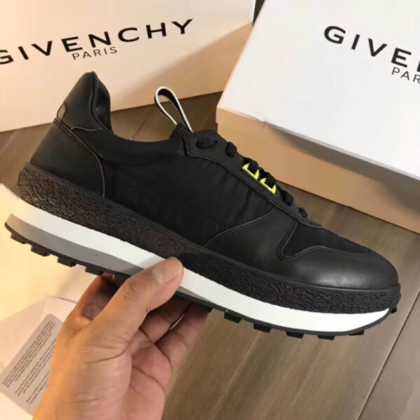 Replica Givenchy New Runner Sneakers in Black Leather and Nylon - Image 5