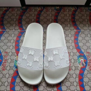 Gucci Unisex rubber GG slide sandal White