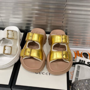 Gucci Women’s Leather Slide 602177 Golden