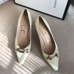 Gucci Women’s Zumi Mid-heel Leather Pump Cream