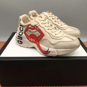 Gucci Unisex Rhyton sneaker with mouth print 552093 Cream