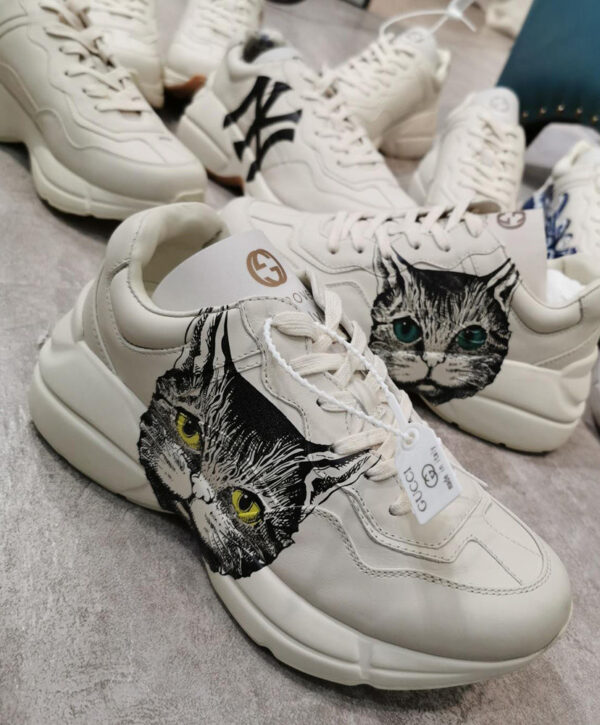 Gucci Unisex Rhyton Sneaker With Mystic Cat 583337 Cream