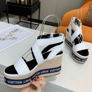 Louis Vuitton Women’s Boundary Wedge Sandal 1A64GG White