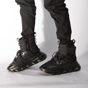 Replica Versace Chainz Reaction High-top Sneakers Boots (Black)
